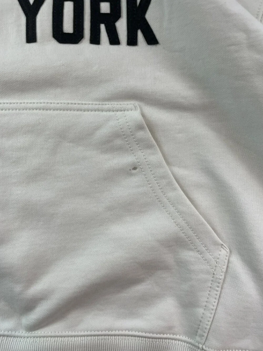 Coach Location Hoodie Cream Logo Embroidery Cotton Unisex Sz XS MSRP$295 DEFECT - Picture 8 of 15